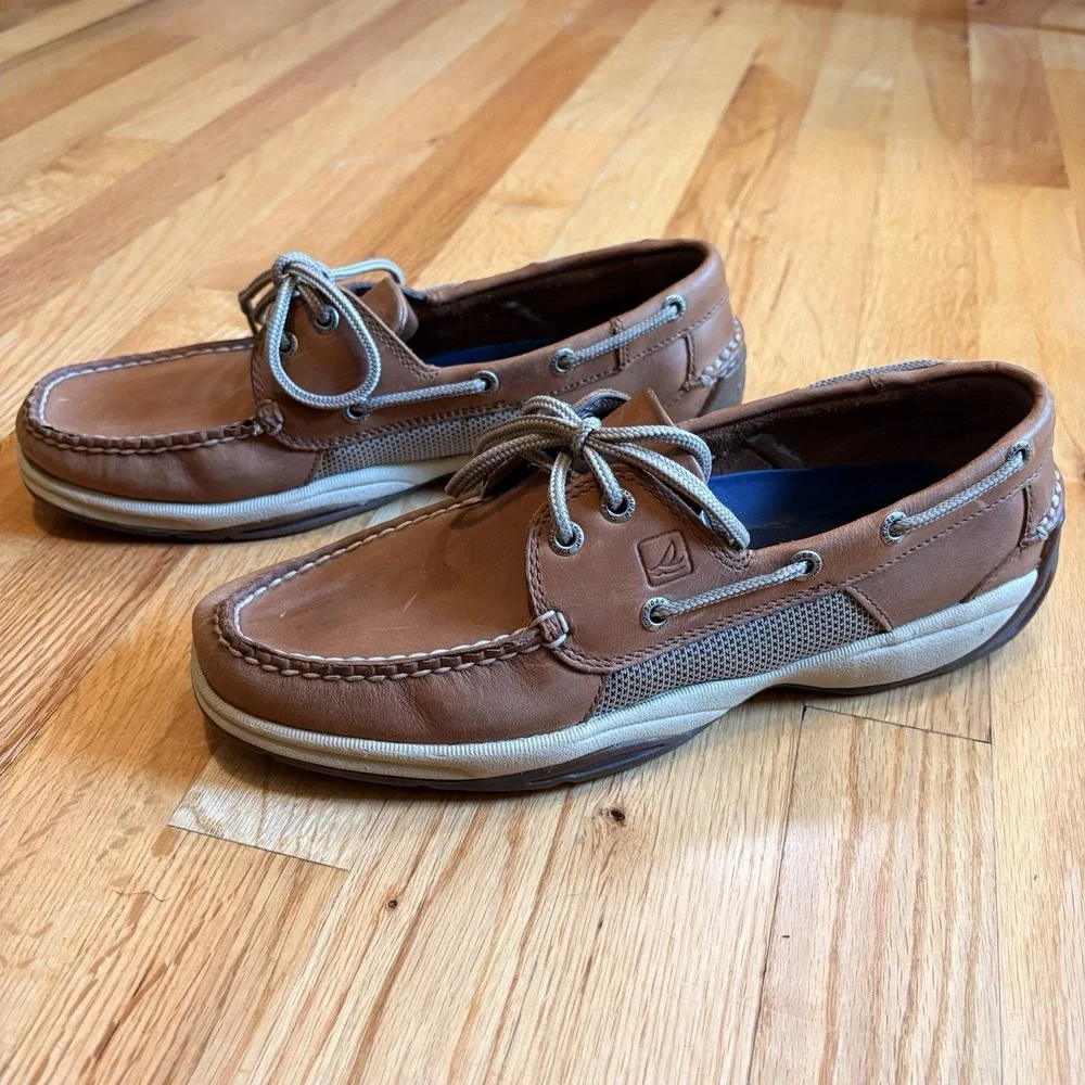 Sperry Top Sider 2-Eye Boat Deck Casual Shoes Men's 8.5 Tan Preppy Classic